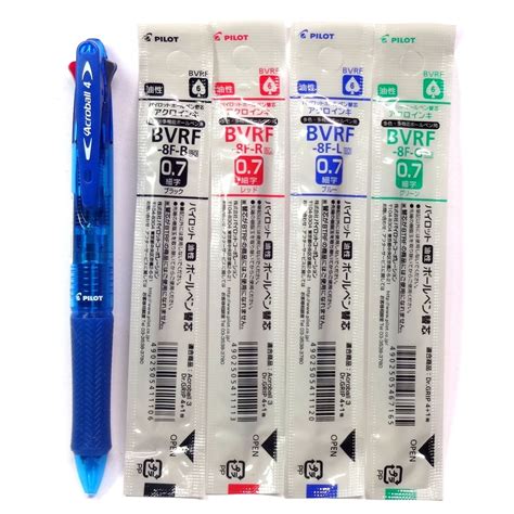 Pilot Acroball 4 Multi Color Ballpoint Pen, 0.7mm, Clear Blue Body + 4 ...