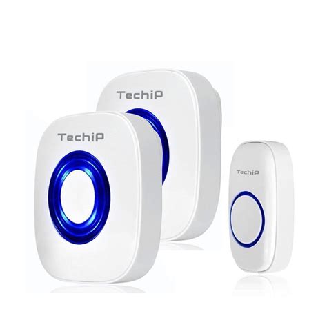 Buy Wireless Doorbell Kit with LED Indicator, Techip Remote Doorbell ...