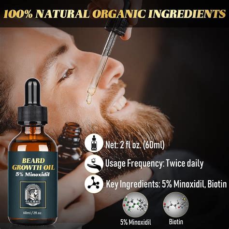 5% Minoxidil Beard Growth Oil for Men - Biotin Serum for Patchy Beards ...