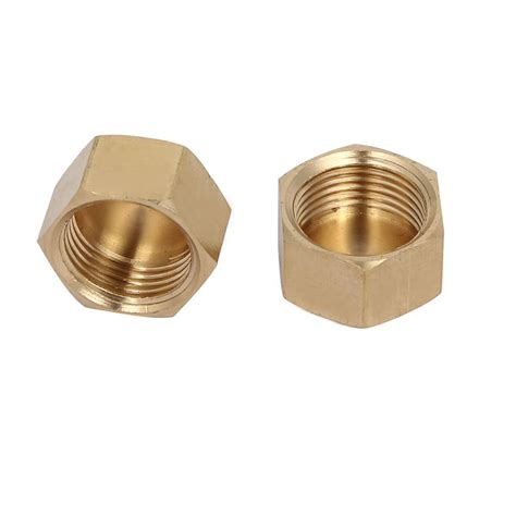 uxcell 3/8BSP Female Thread Brass Hex Head Pipe Cap Cover Fitting, for ...