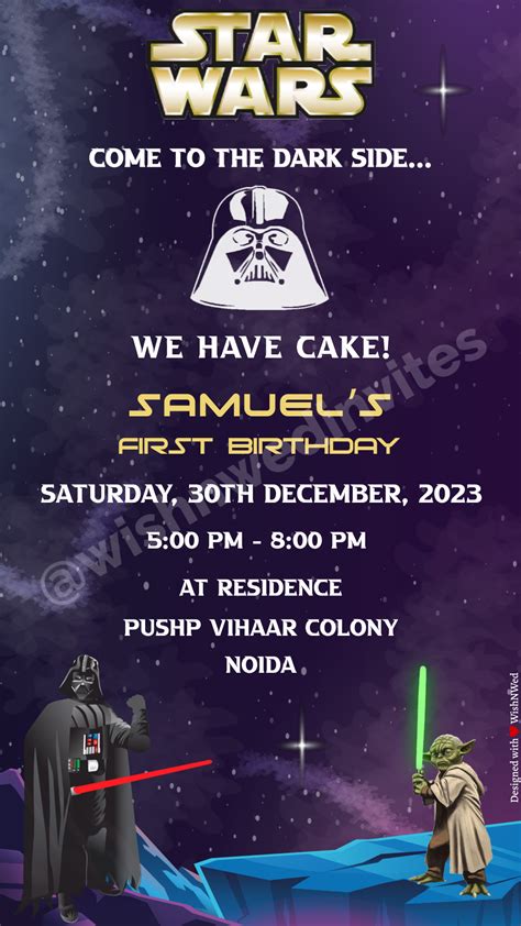 Star Wars Birthday Party Invitation Card - Wish N Wed