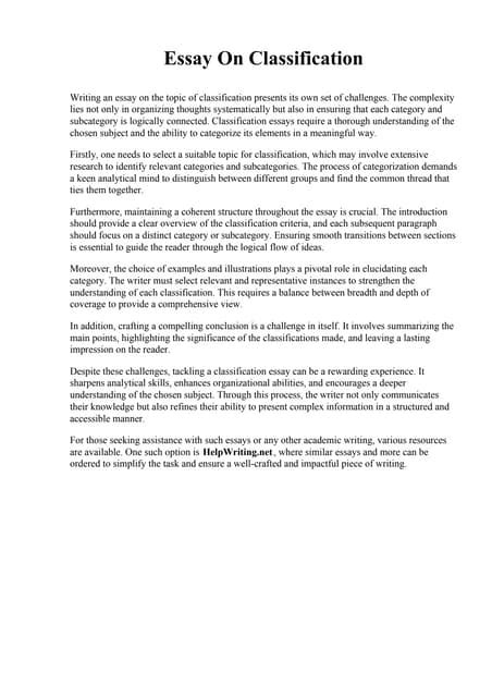 Classification Essay Sample 的图像结果