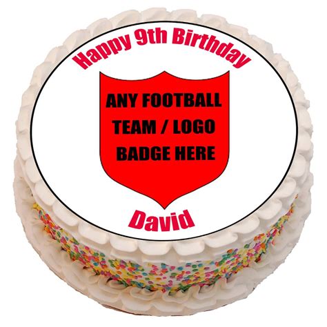 Buy Your Football Team Logo Badge Personalised PRECUT Cake Topper 8 ...
