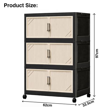 Multi-Tier Foldable Storage Box with Wheels (Black/Beige) – House of quirk