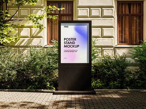 Premium Poster Display Stand Mockup | Free PSD Templates