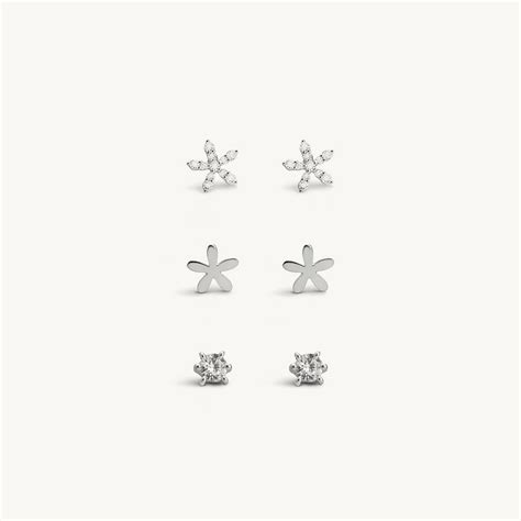 Mini Spark 925 Sterling Silver Earrings Set – PALMONAS