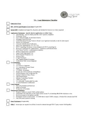 Fillable Online VA - Loan Submission Checklist - fsbtpo.com Fax Email ...
