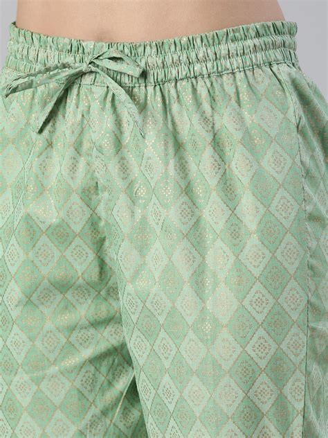 Neerus Women Pista Printed Calf Length Kurta And Trousers – Neerus India