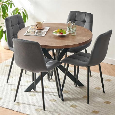 Amazon.com - Homedot Round Kitchen Table and Chairs Set for 4, 37 ...