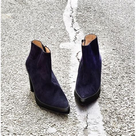 Buy Navy Suede Pointy Ankle Boots, Women Navy Suede Leather Boots ...