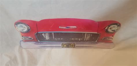 25" HUGE 1955 Chevy Classic Car Bel Air Grill Front End USA STEEL Metal ...