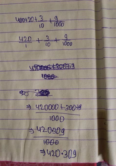 what is the compact form of400 + 20 + 3/10 +9/1000 - Brainly.in