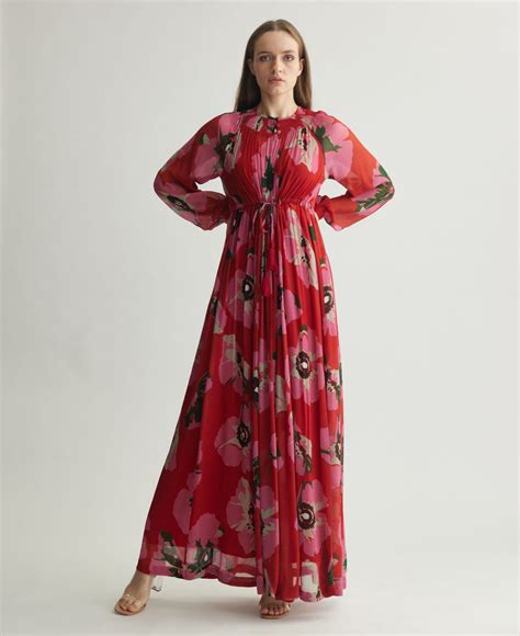 RED AND PINK FLORAL KAFTAN DRESS – ShopKoai