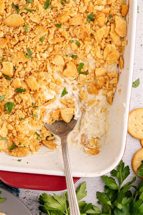 Ritz Cracker Chicken Casserole - Amanda's Cookin' - Casseroles