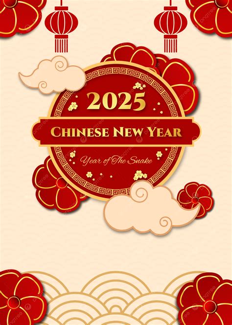 Selamat Tahun Baru Cina 2025 Dari Template Ular Dengan Ilustrasi Bunga ...