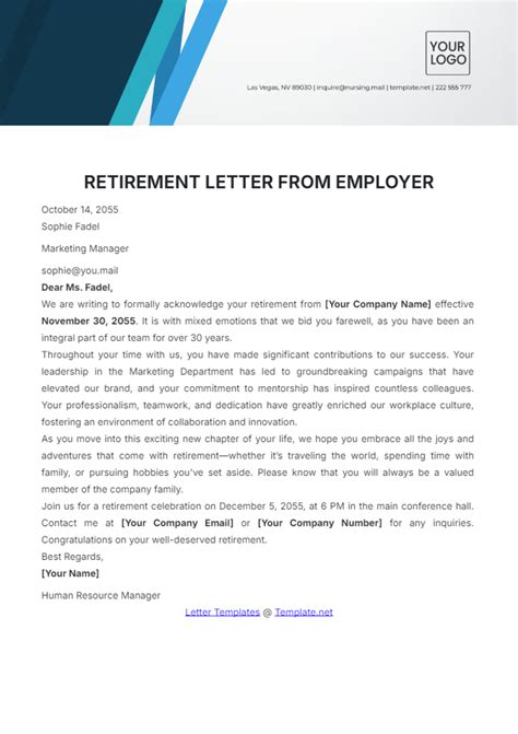 Free Retirement Letter Templates, Editable and Printable