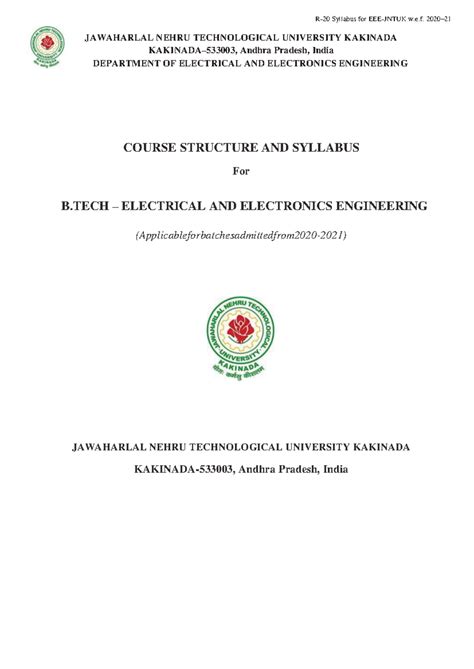 EEE 4-1 CS Syllabus for B.Tech (R20) - JNTUK - Studocu