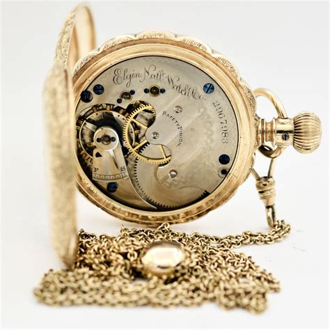 ELGIN 14K Gold Pocket Watch with Chain - Ashton-Blakey Vintage Watches