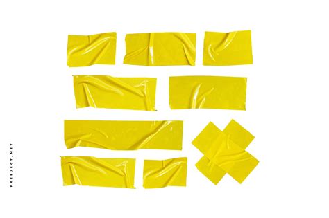Yellow Glued Duct Tape Free Download PNG File