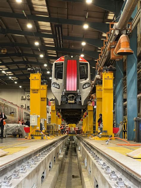 CAF Chester depot jacks upgrade complete, first lift of a 2 car 197 ...