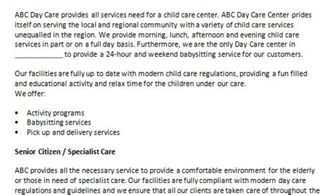 Child Care Business Plan Template 的图像结果
