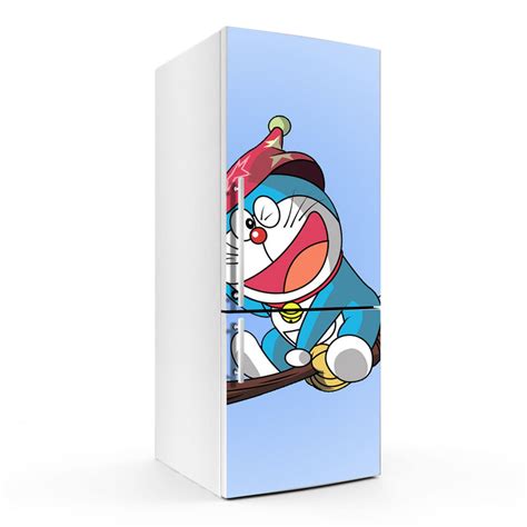 Doremon On Broom Self Adhesive Sticker For Refrigerator – Myindianthings