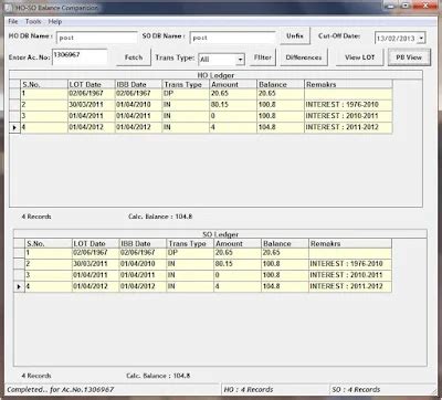 HO vs SO SB Ledger Comparison Tool