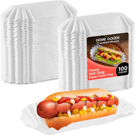 Paper Hot Dog Trays, 100 Count - Disposable Food Trays for Hot Dogs ...