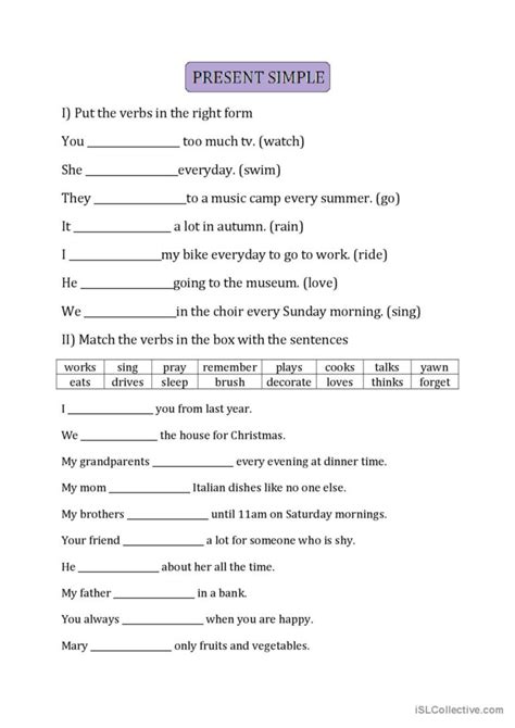 Image result for Present Simple Easy Exercises