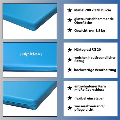 Turnmatte 200 x 120 x 8 cm mit Antirutschboden RG 20 (sehr weich) von ...