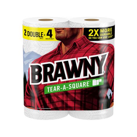 Buy BrawnyTear-A-Square Paper Towels, 2 Double Rolls = 4 Regular Rolls ...