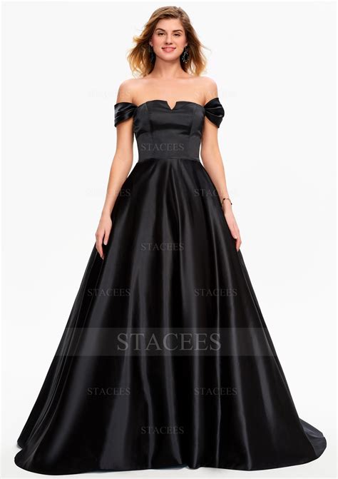 Ball Gown Off-the-Shoulder Satin Long/Floor-Length Prom Dress - Prom ...