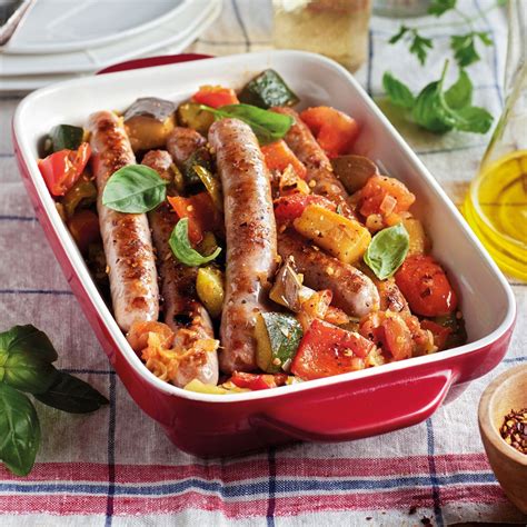 Salchichas al horno con 'samfaina'