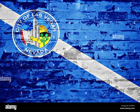 flag of Las Vegas painted on weathered brick wall Stock Photo - Alamy