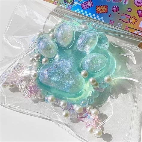 Buy Squishy Toy, Cat Paw Squishy with Pearl Butterfly Accessories ...
