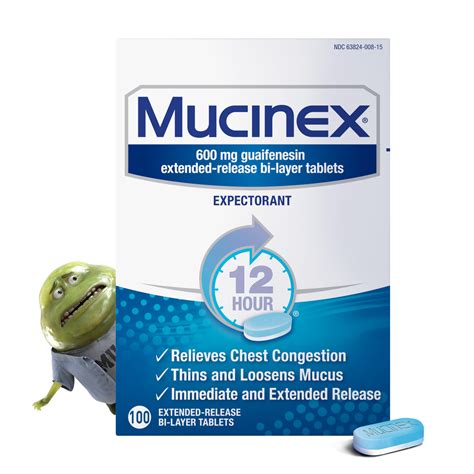 Mucinex 12 Hour 600mg Maximum Strength Guaifenesin Chest Congestion & Mucus Relief, Guaifenesin ...