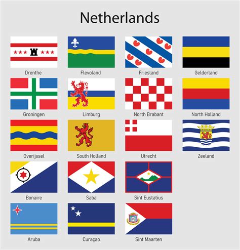 Flags of the provinces of Netherlands, All Dutch regions flag co ...