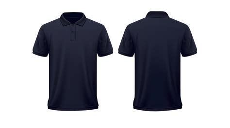 Navy polo shirt mockup, front and back view, isolated on transparent ...