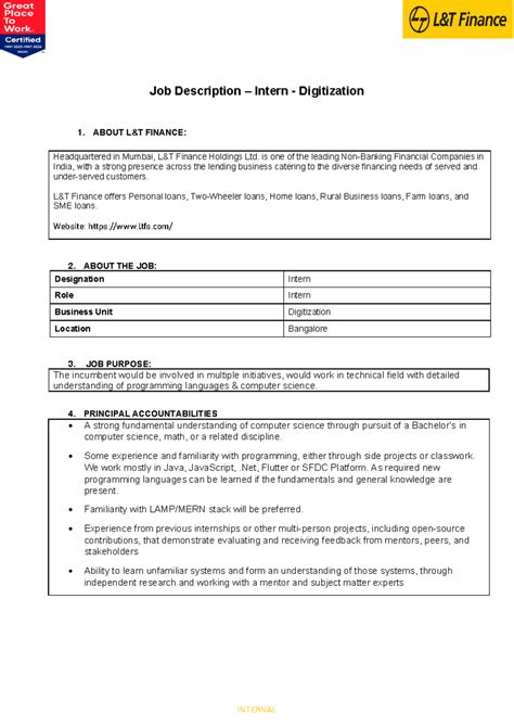 Job Description: Intern - Digitization (Technical) - Studocu