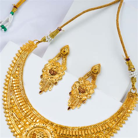 24K Gold Plated Classic Bridal Necklace Set – SAI HANDA BANGLES