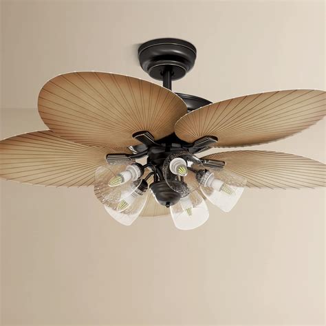 DWVO 52 Inch Tropical Ceiling Fans with Light and Remote, Palm Leaf ...