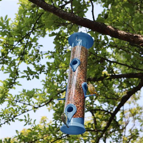Urban Deco Bird Feeders Hanging Plastic Tube Bird Seed Feeder 6 Ports ...