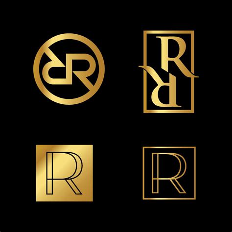 gold luxury letter RR logo template bundle set 10350077 Vector Art at ...