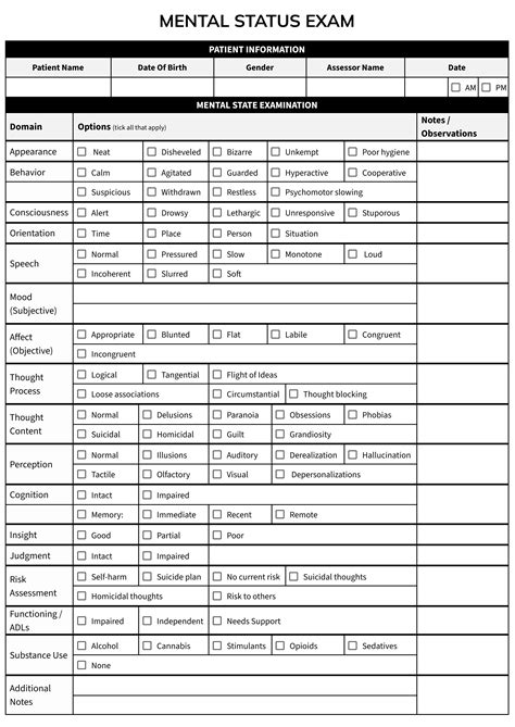 Free Mental Status Exam Template (Word | Google Docs | PDF)