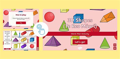 3D Shapes Word Mat Activity (Te Reo Māori)