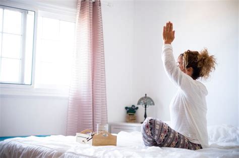 Yoga and healthy sport fitness activity at home - concept of active ...
