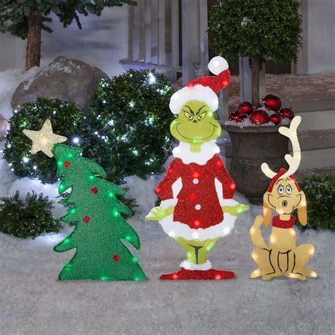 Grinch LED Light Yard Sign Stick Christmas Grinch outdoor garden ...