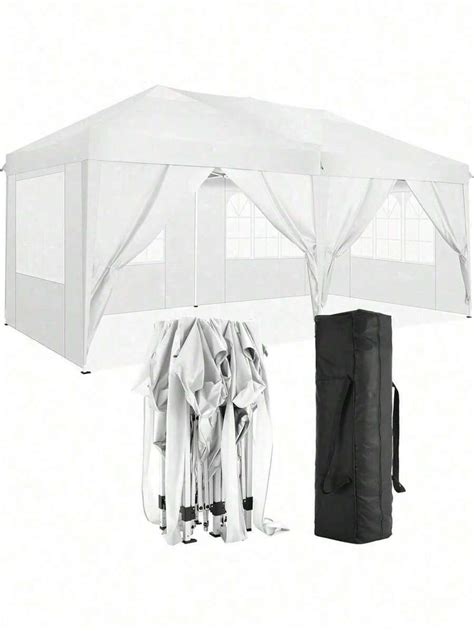 10'x20' Folding Canopy With 6 Removable Sidewalls Outdoor Event Shelter ...