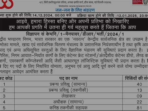 CWC MT Recruitment 2024 for 179 posts application begins tomorrow CWC ...