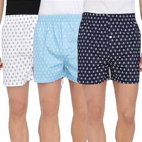 Buy The Cotton Company Men's Cotton Printed Boxer Shorts - Pack of 3 ...